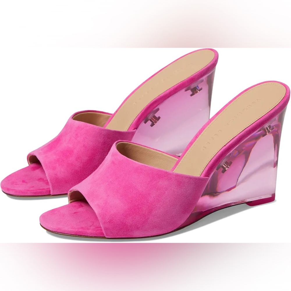 Veronica Beard Dali Lucite Fuchsia Wedge Sandal